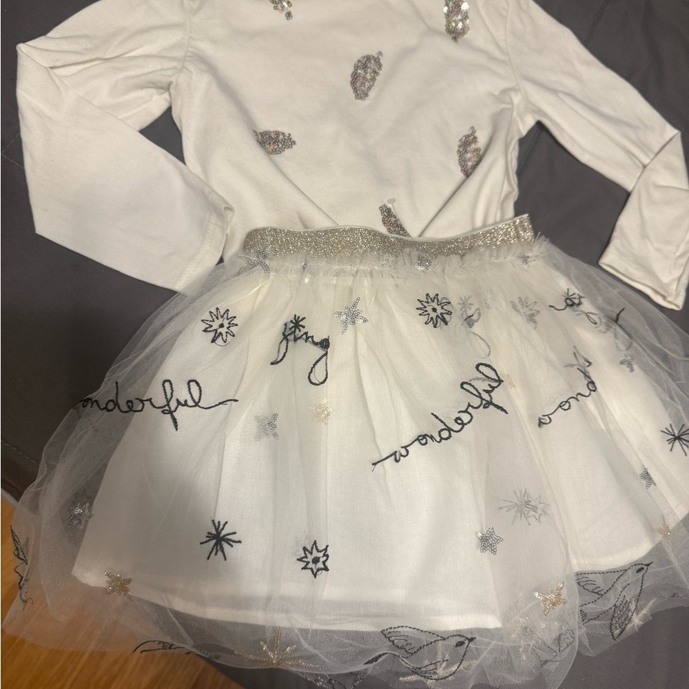 Sparkling set - tutu skirt with a long sleeve top- European brand TAO